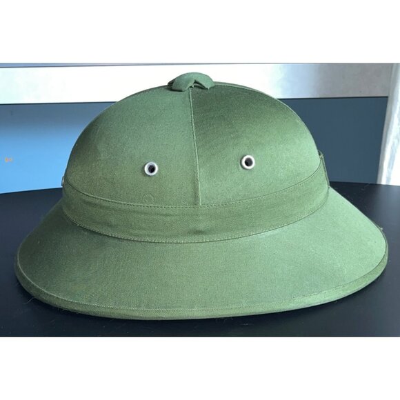 Vietnamese Pith Fiber Green Helmet Military Surplus Vintage Militaria - Picture 4 of 12
